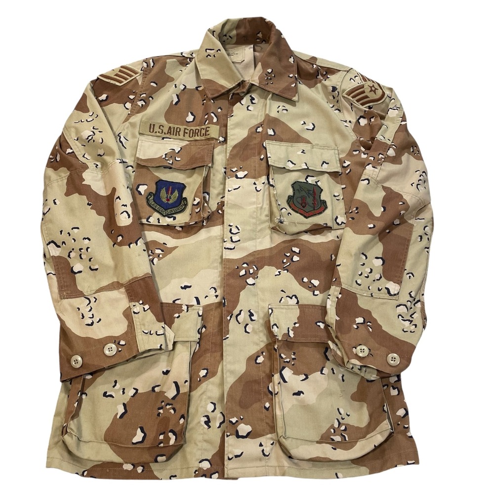 Vintage US Air Force Desert Camo Chocolate Chip Combat Jacket Small X-Long 1983